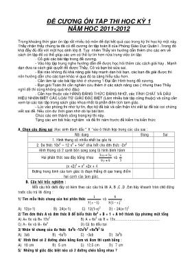 Đề cương ôn tập thi học kỳ 1 Toán 8
